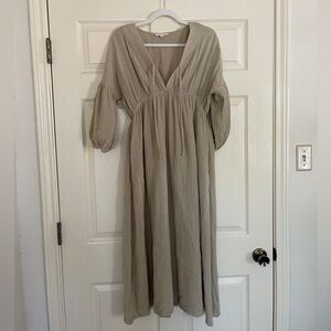 Worth Collective Boho V-Neck Maxi Dress in Thyme